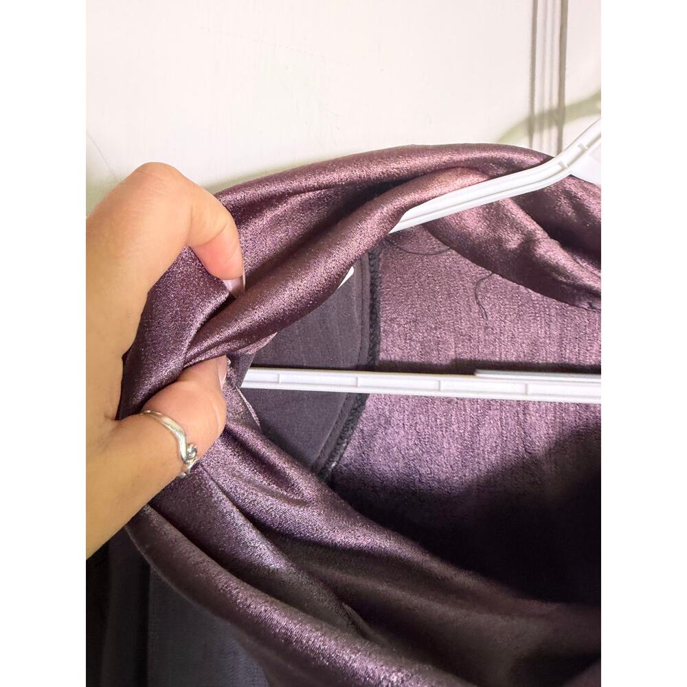 Carole Little 24W Plus Cowl Neck Tunic Mauve Satin Trim Lagenlook - Picture 7 of 9